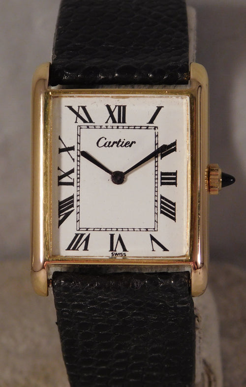 Dark Slate Gray Cartier Tank Reference 2512.0011 Vintage 1970's Manual Wind Mens Watch....23mm