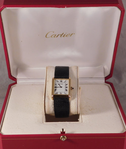 Dark Gray Cartier Tank Reference 2512.0011 Vintage 1970's Manual Wind Mens Watch....23mm