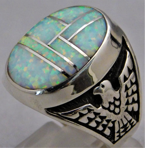 Light Slate Gray Opal Semi-Black Solid Sterling Silver Mens Ring....Size 10
