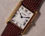 Dark Gray Cartier Tank Manual Wind 18k Gold Electroplated Vintage 1970's Mens Watch....23mm