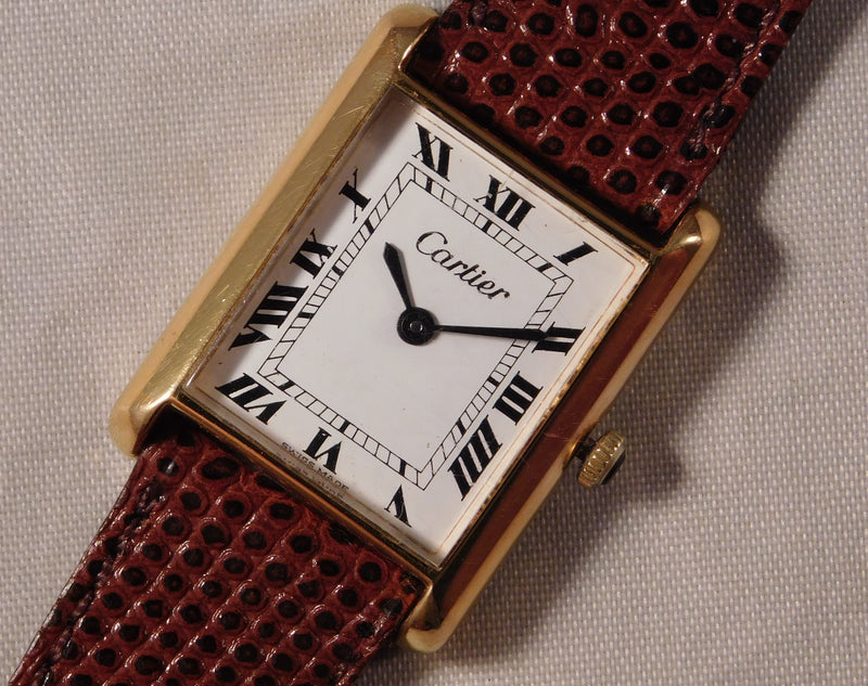 VINTAGE 70s CARTIER TANK PRE-MUST UNISEX GOLD PLATED 22MM, MANUAL