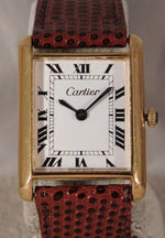Dim Gray Cartier Tank Manual Wind 18k Gold Electroplated Vintage 1970's Mens Watch....23mm