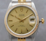 Rosy Brown Rolex Tudor Prince Date 74033 18k Solid Gold Bezel Swiss Mens Watch....34mm