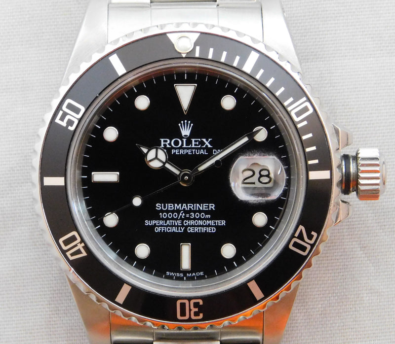 Gray Rolex Submariner 16800 Stainless Steel Black Dial Circa 1985 Mens Watch....40mm