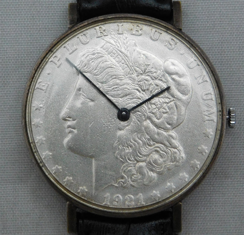 Slate Gray Morgan Silver Dollar Coin Watch Vintage 1921 Quartz Movement....38mm