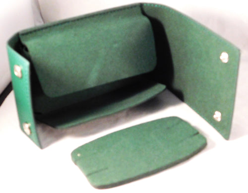 Slate Gray Authentic Rolex Green Leather Travel Pouch....Service Center Premium Version