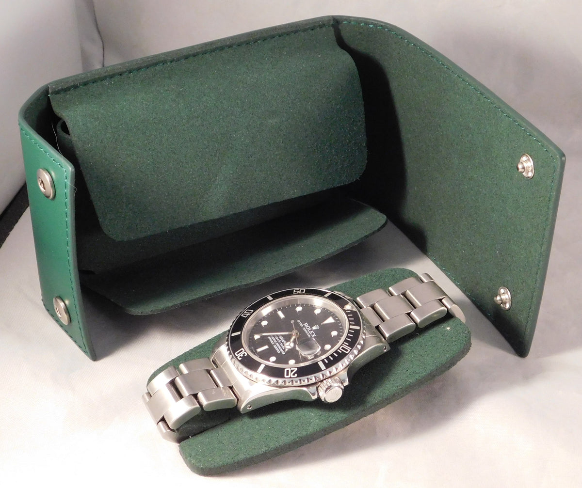 Dark Slate Gray Rolex Authentic Service Center Premium Version 2021 Green Leather Travel Pouch