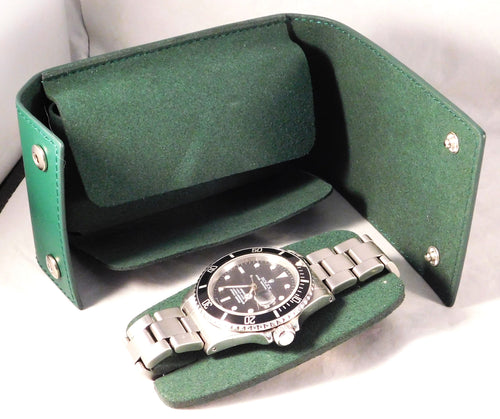 Dim Gray Authentic Rolex Green Leather Travel Pouch....Service Center Premium Version