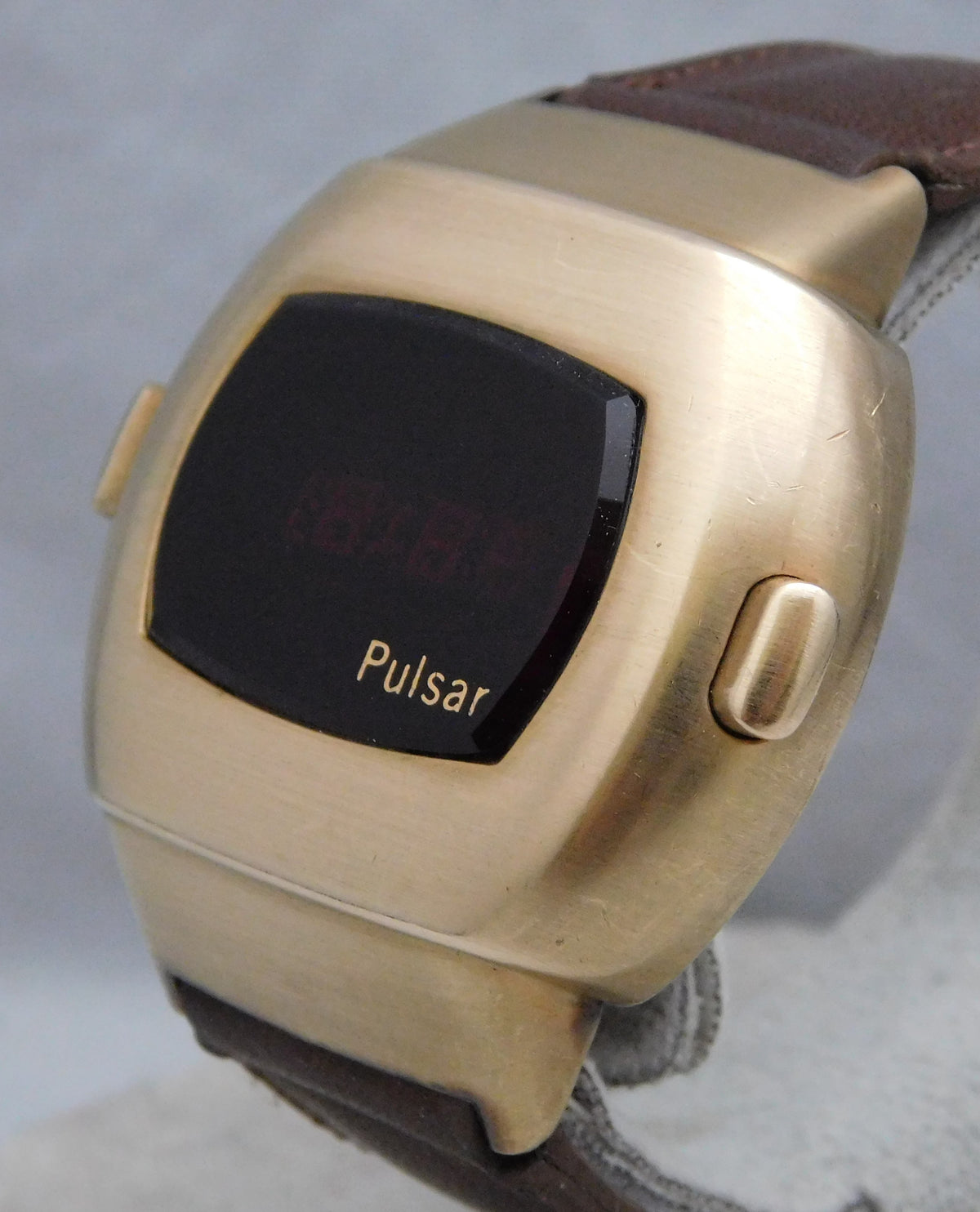 Rosy Brown Pulsar Time Computer P3 Date Command 1973 14k Gold Filled Mens Watch....38mm