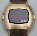 Rosy Brown Pulsar Time Computer P3 Date Command 1973 14k Gold Filled Mens Watch....38mm
