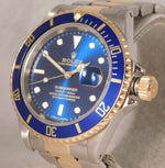Rosy Brown Rolex Submariner Bluesy 16613 Vintage 1991 18k Solid Gold/SS Mens Watch....40mm