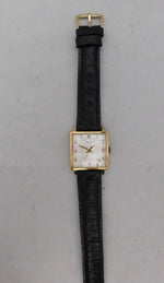 Dark Gray Piaget Classic 18k Gold Plated Case Silver Dial Vintage 1940's Mens Watch....29mm