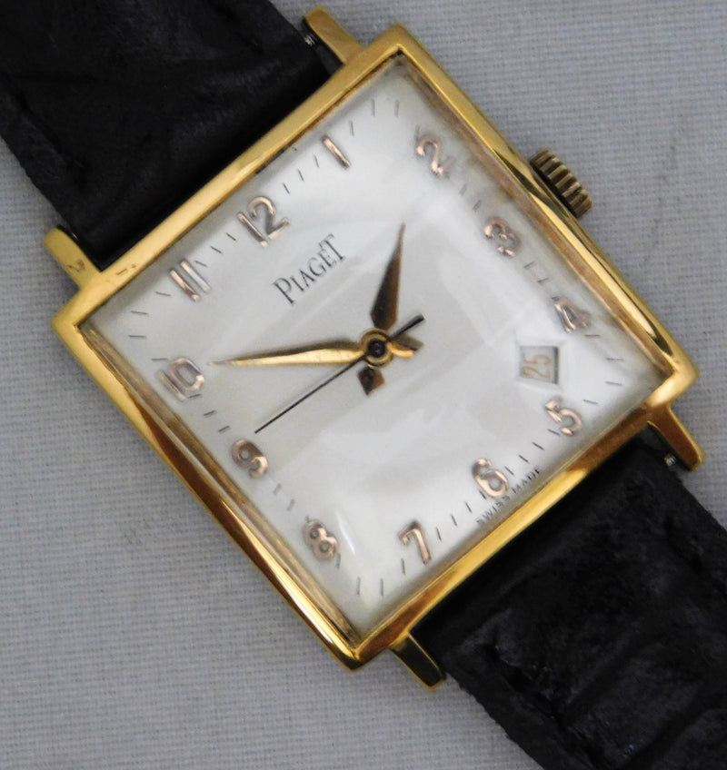 Light Slate Gray Piaget Classic 18k Gold Plated Case Silver Dial Vintage 1940's Mens Watch....29mm