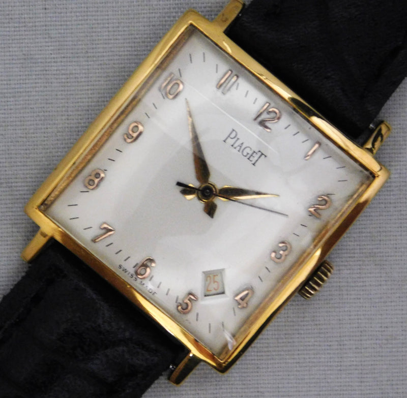 Light Slate Gray Piaget Classic 18k Gold Plated Case Silver Dial Vintage 1940's Mens Watch....29mm