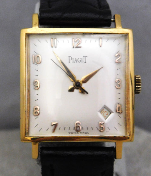 Dim Gray Piaget Classic 18k Gold Plated Case Silver Dial Vintage 1940's Mens Watch....29mm