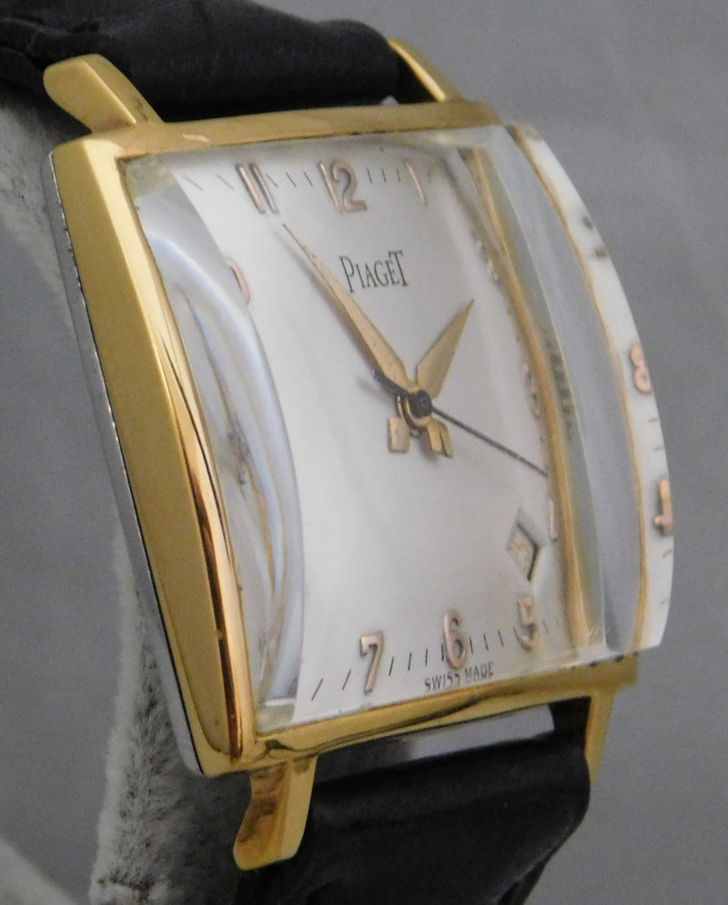 Light Slate Gray Piaget Classic 18k Gold Plated Case Silver Dial Vintage 1940's Mens Watch....29mm