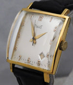 Dark Gray Piaget Classic 18k Gold Plated Case Silver Dial Vintage 1940's Mens Watch....29mm