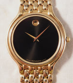 Black Movado Museum 87.33.866 Black Dial Quartz  Gold Plated Mens Watch,,,,32mm