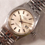 Gray Rolex Datejust 1603 Vintage 1973 Silver Sunburst Pie Pan Dial Mens Watch....36mm