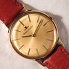 Tan Jaeger LeCoultre Classic 9k Solid Yellow Gold 1974 Serviced Mens Watch....33mm
