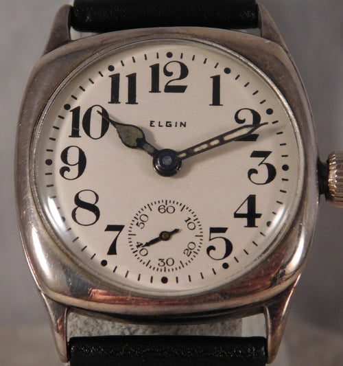 Dim Gray Elgin Classic Vintage 1923 Sterling Silver Recently Serviced Mens Watch....30mm