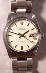 Gray Rolex Oysterdate Precision 6694 Vintage 1978 Stainless Steel Mens Watch....34mm