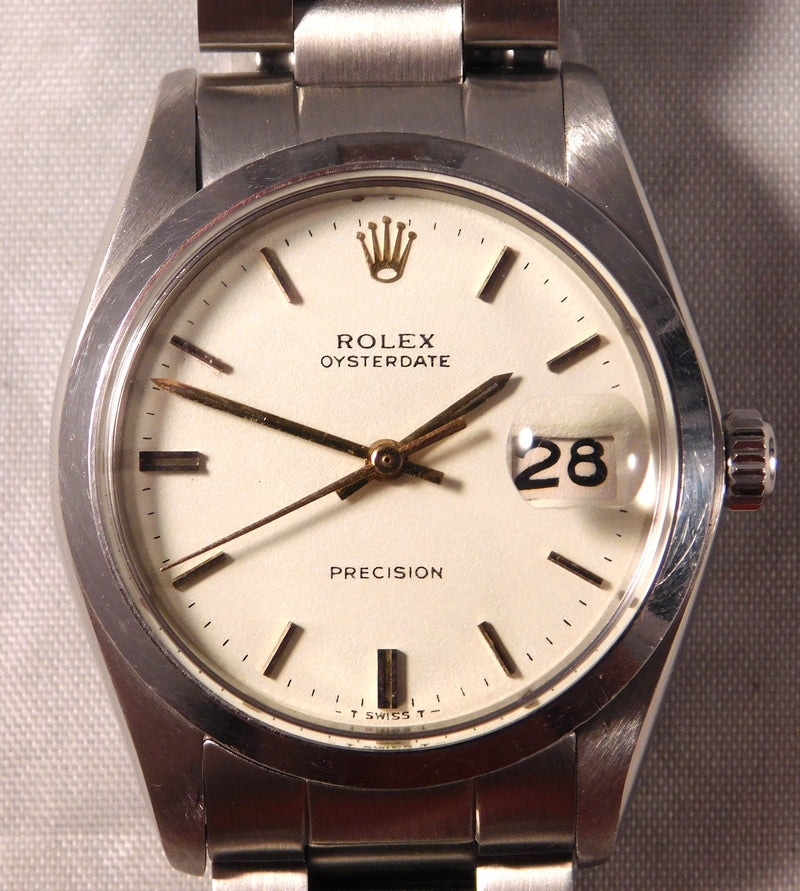 Light Gray Rolex Oysterdate Precision 6694 Vintage 1978 Stainless Steel Mens Watch....34mm