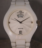Rosy Brown Oniss Paris Elegant Slim White Ceramic Watch With Box, Tag, and Manual....32mm