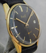Dim Gray Piaget Classic Black Dial 18K GP Manual Wind Swiss Made 1940's Mens Watch....34mm