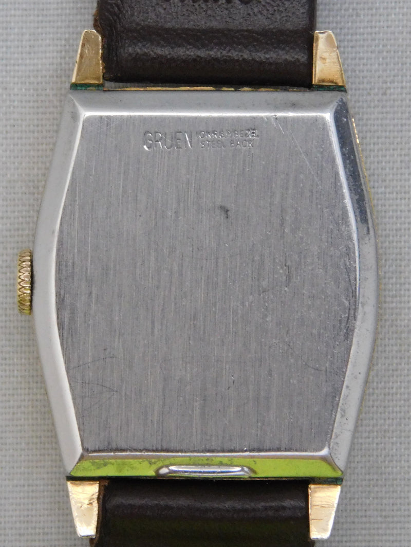 Light Slate Gray Gruen Veri-Thin Manual Wind 15 Jewel Gold Plated Circa 1960's Mens Watch....26mm