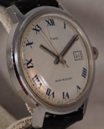 Dim Gray Timex Marlin Date Circa 1974 Roman Numeral Dial Stainless Steel Mens Watch....33mm