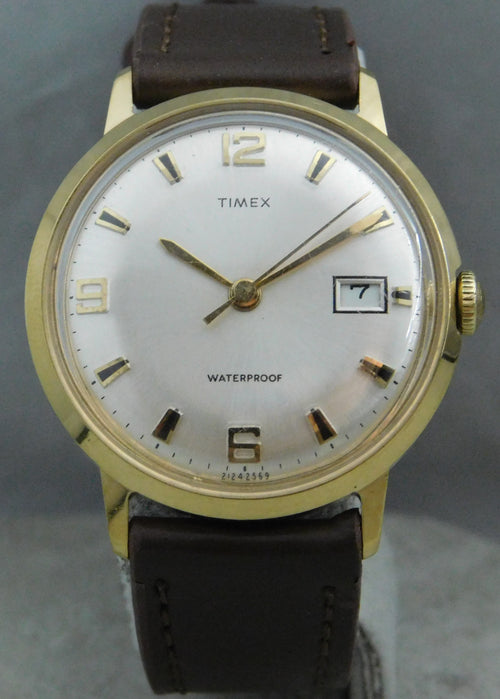 Dark Slate Gray Timex Marlin Classic Vintage 1969 Date Serviced Manual Wind Mens Watch....34mm