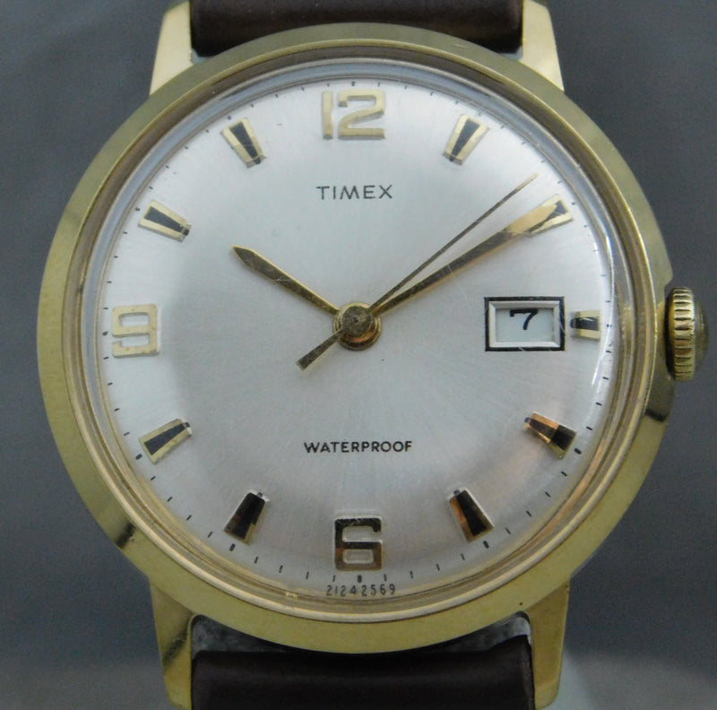 Dim Gray Timex Marlin Classic Vintage 1969 Date Serviced Manual Wind Mens Watch....34mm