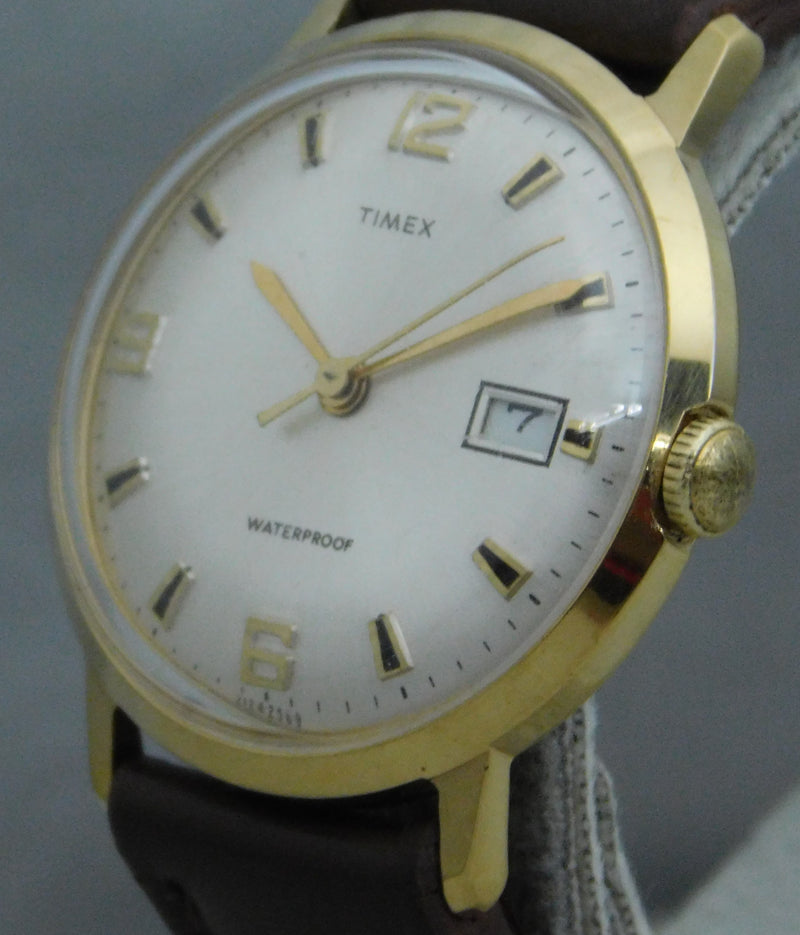 Dim Gray Timex Marlin Classic Vintage 1969 Date Serviced Manual Wind Mens Watch....34mm