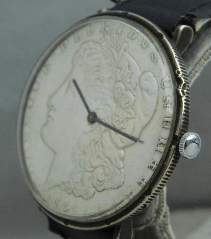 Slate Gray Morgan Silver Dollar 1921 Coin Watch Swiss 17 Jewel Manual Wind Movement....38mm