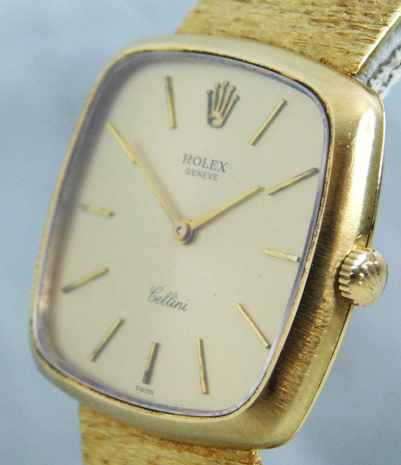Gray Rolex Cellini 14k Solid Yellow Gold Manual Wind Gold Dial Mens Watch....30mm