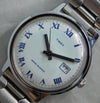 Light Slate Gray Timex Marlin Date Circa 1974 Roman Numeral Dial SS Manual Wind Mens Watch....33