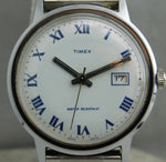 Slate Gray Timex Marlin Date Circa 1974 Roman Numeral Dial SS Manual Wind Mens Watch....33