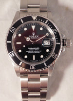 Dark Gray Rolex Submariner 16800 Stainless Steel Black Dial 1988 Mens Watch....40mm