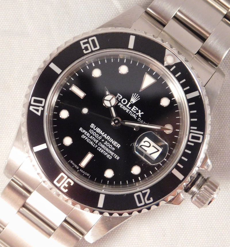 Gray Rolex Submariner 16800 Stainless Steel Black Dial 1988 Mens Watch....40mm