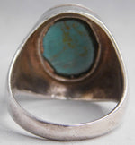 Gray Turquoise Vintage Estate .925 Sterling Silver Oval Mens Signet Ring Size 10