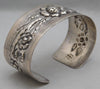 Light Slate Gray Large Stunning Sterling Silver Mexico Flower Repousse Cuff Bracelet...7.5" Wrist