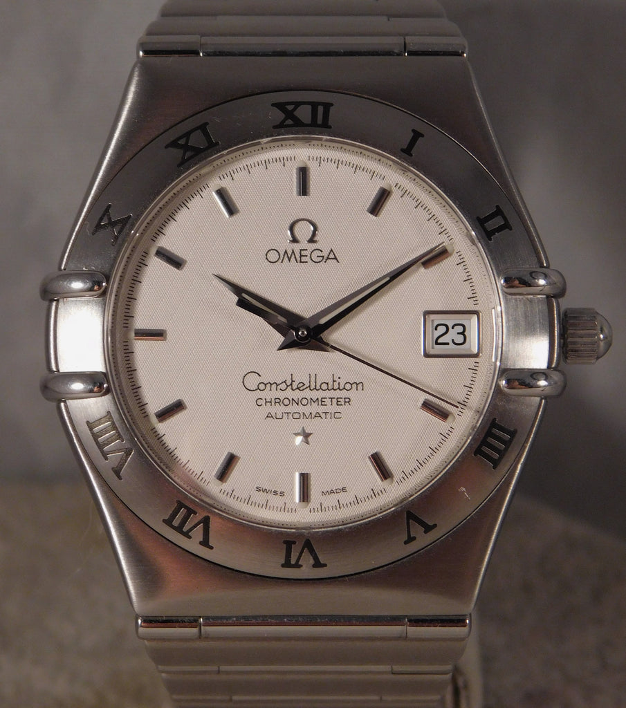 Dark Slate Gray Omega Constellation Manhattan Automatic Chronometer Date SS Mens Watch....35mm