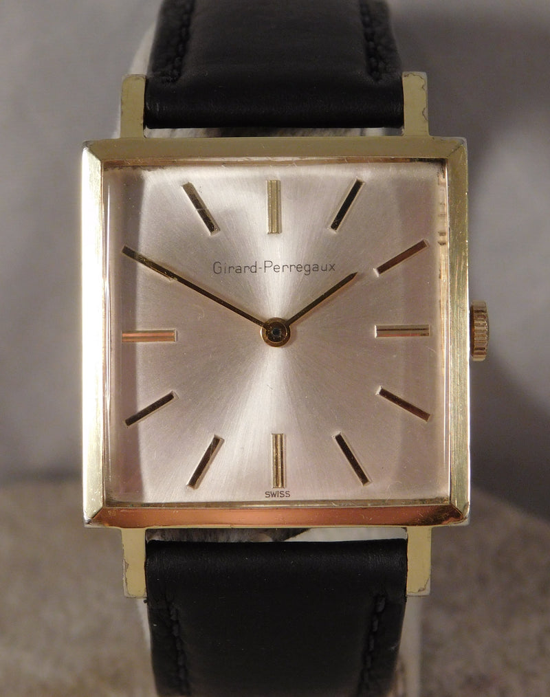 Dim Gray Girard Perregaux Classic Square SS Manual Wind Big Size 1960's Mens Watch....29mm