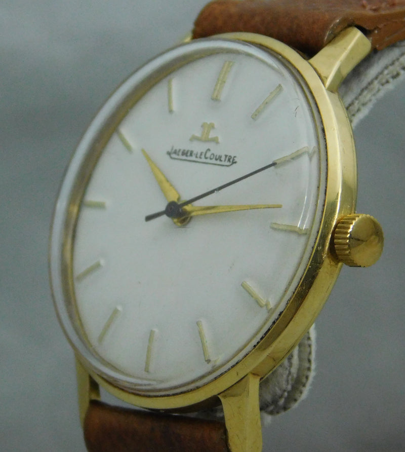 Slate Gray Jaeger-LeCoultre Classic 18k Solid Gold 1960's Manual Wind Mens Watch....33mm