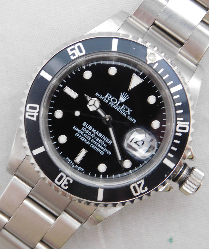 Gray Rolex Submariner 16610 Black Dial Black Bezel SS Circa 2000 Mens Watch....40mm