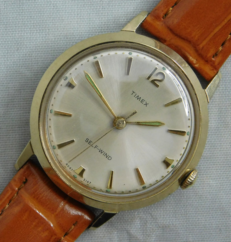 Light Slate Gray Timex Viscount Ref. 40473167 Serviced Vintage 1967 Automatic Mens Watch....34mm