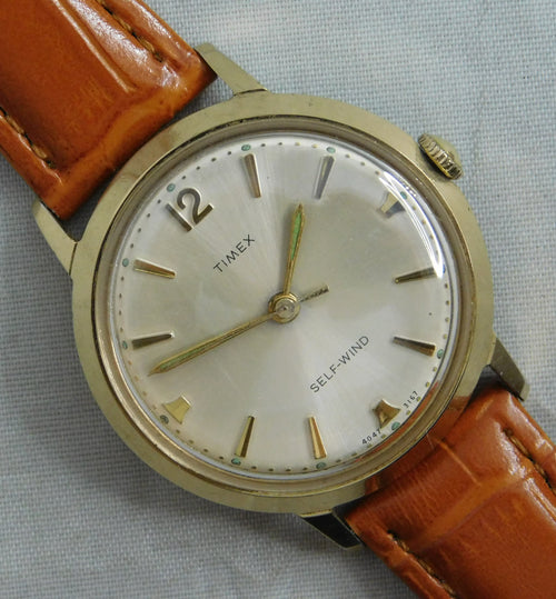 Light Slate Gray Timex Viscount Ref. 40473167 Serviced Vintage 1967 Automatic Mens Watch....34mm