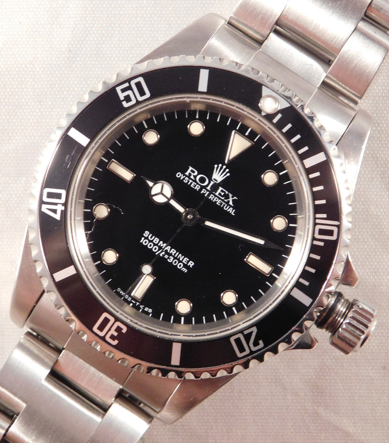 Gray Rolex Submariner No Date 14060 SS Black Dial Vintage 1990 Mens Watch....40mm