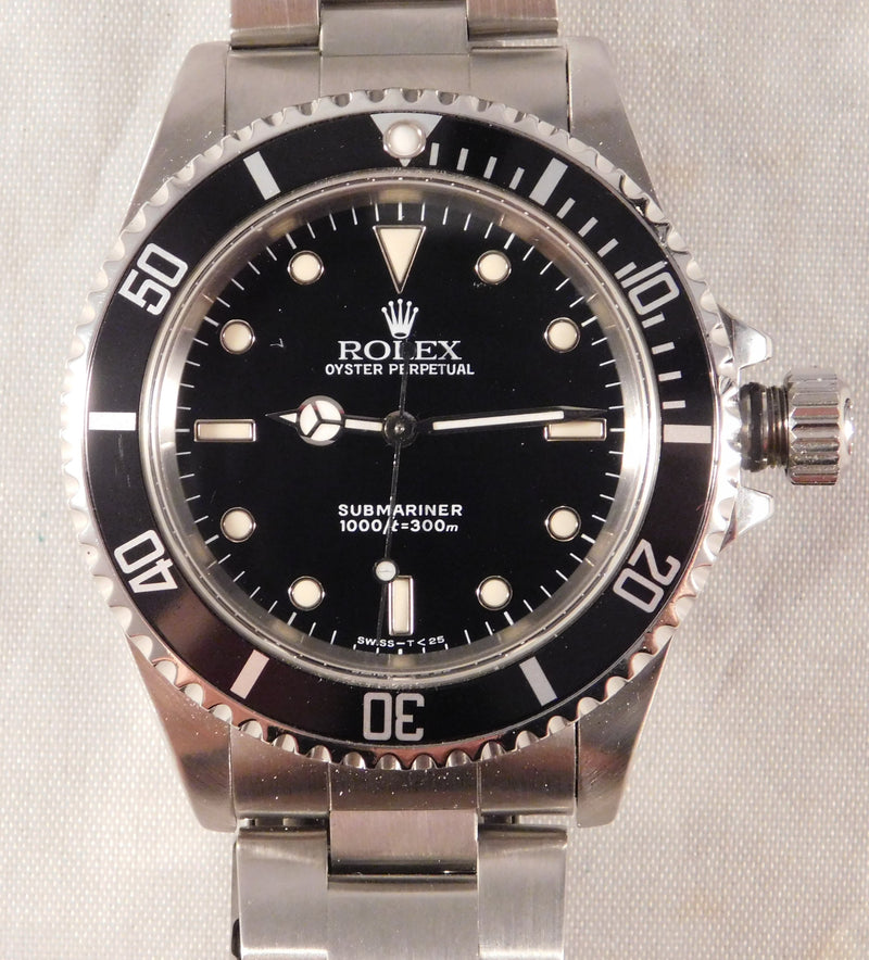 Gray Rolex Submariner No Date 14060 SS Black Dial Vintage 1990 Mens Watch....40mm